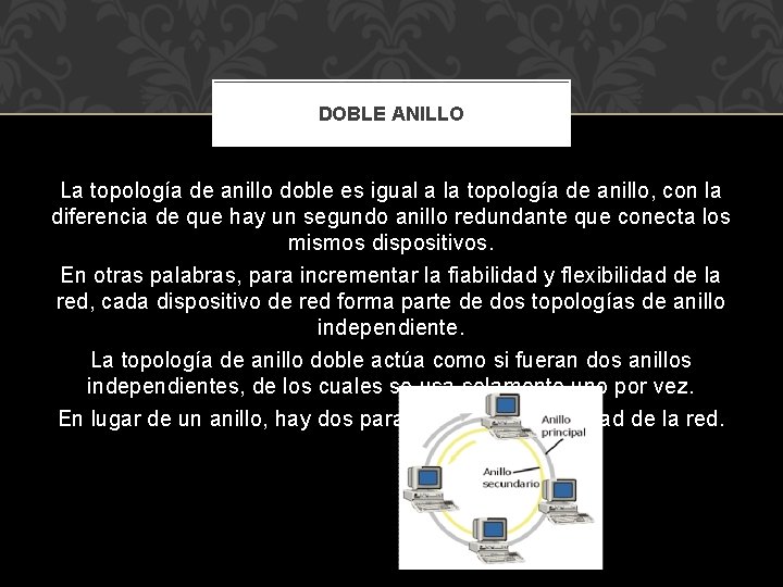 DOBLE ANILLO La topología de anillo doble es igual a la topología de anillo,