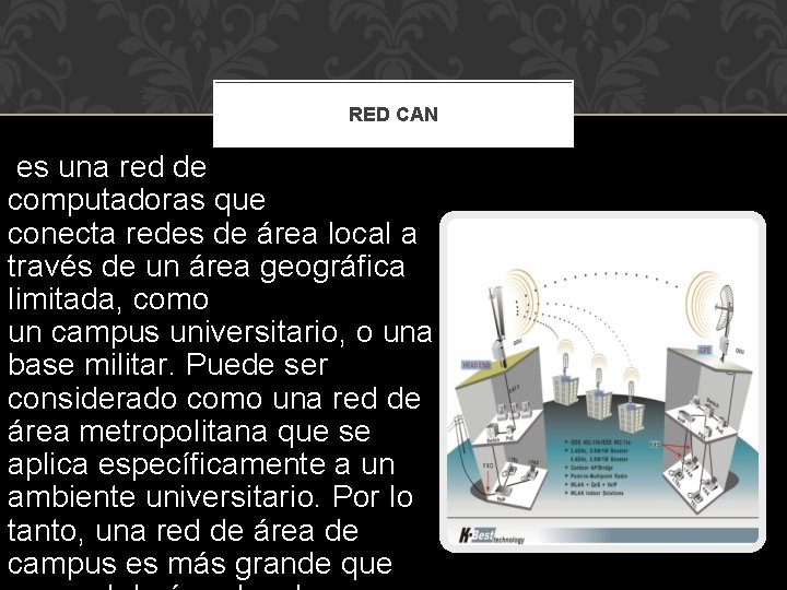 RED CAN es una red de computadoras que conecta redes de área local a