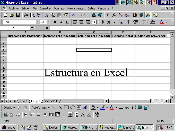 Estructura en Excel 