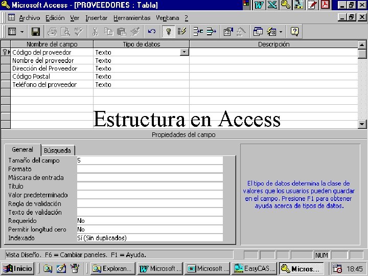 Estructura en Access 