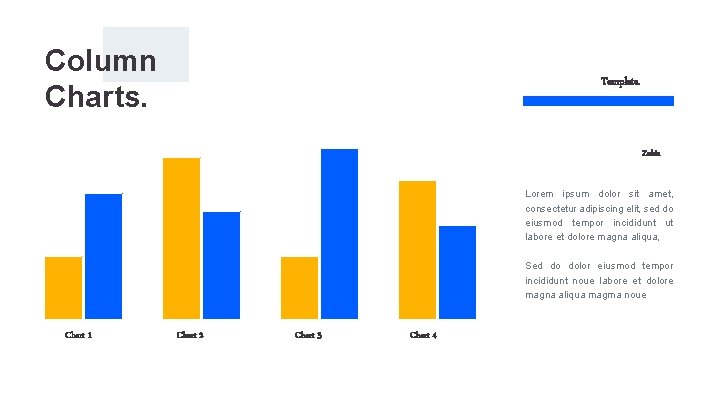 Column Charts. Template. Zubia Lorem ipsum dolor sit amet, consectetur adipiscing elit, sed do