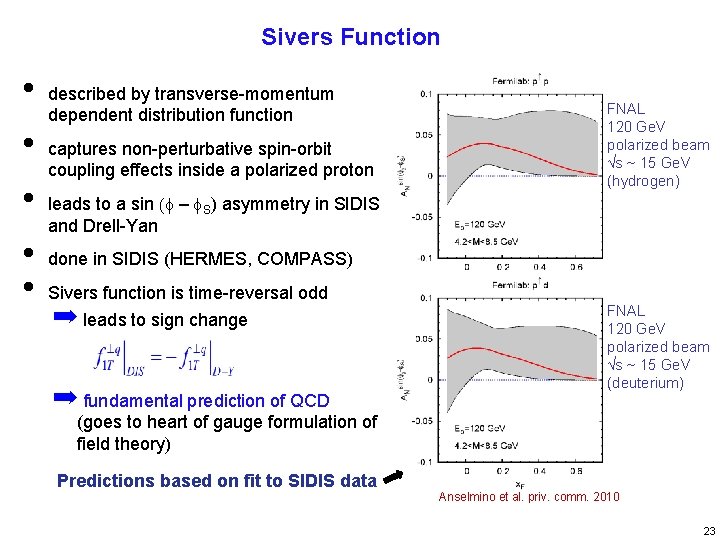 Sivers Function • • • described by transverse-momentum dependent distribution function captures non-perturbative spin-orbit
