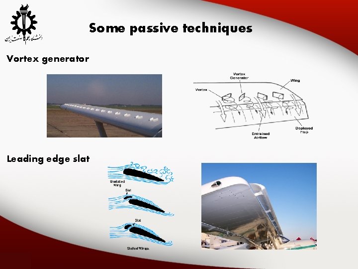 Some passive techniques Vortex generator Leading edge slat 