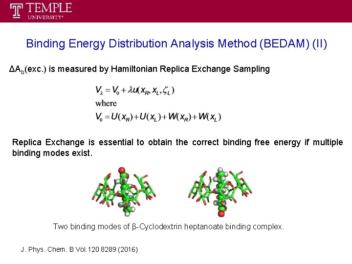 Binding Energy Distribution Analysis Method (BEDAM) (II) ΔAb(exc. ) is measured by Hamiltonian Replica