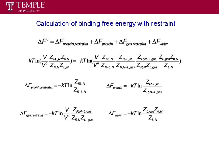 Calculation of binding free energy with restraint 