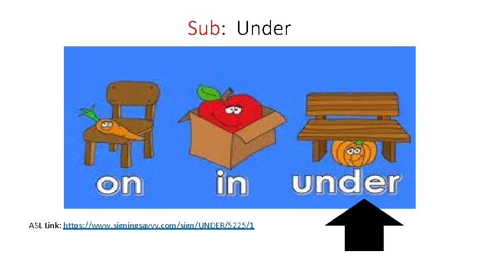 Sub: Under ASL Link: https: //www. signingsavvy. com/sign/UNDER/5225/1 