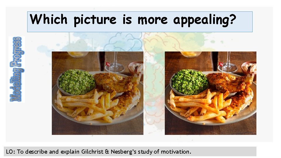 Which picture is more appealing? LO: To describe and explain Gilchrist & Nesberg’s study
