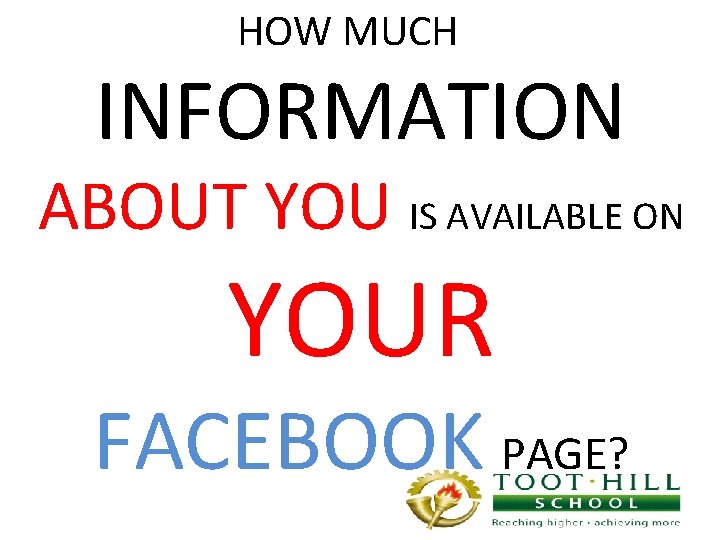 HOW MUCH INFORMATION ABOUT YOU IS AVAILABLE ON YOUR FACEBOOK PAGE? 