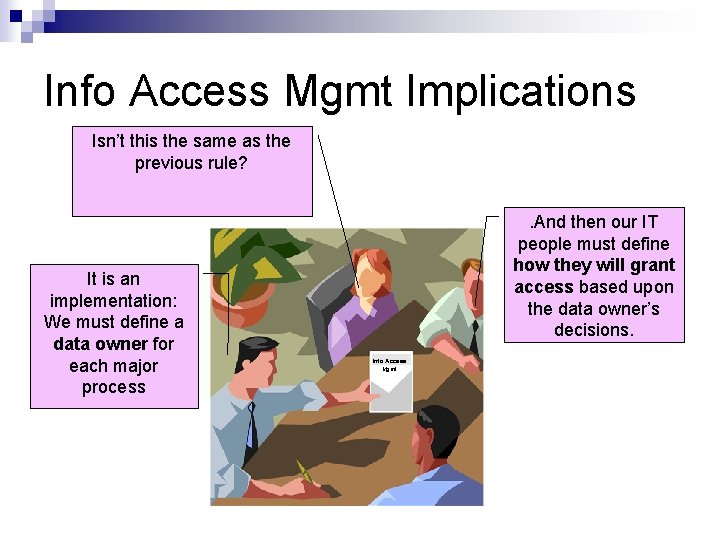 Info Access Mgmt Implications Isn’t this the same as the previous rule? It is