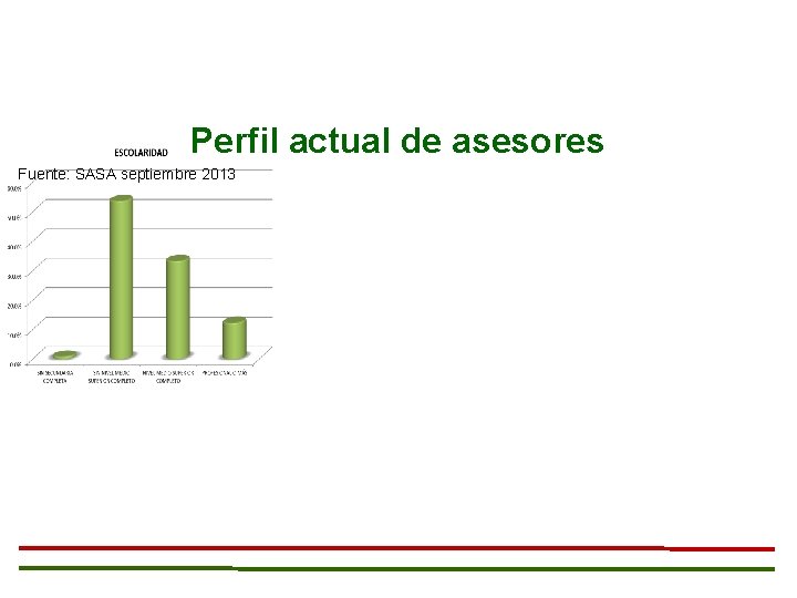 Perfil actual de asesores Fuente: SASA septiembre 2013 