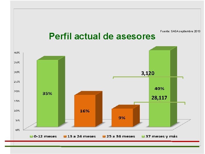 Perfil actual de asesores Fuente: SASA septiembre 2013 3, 120 28, 117 