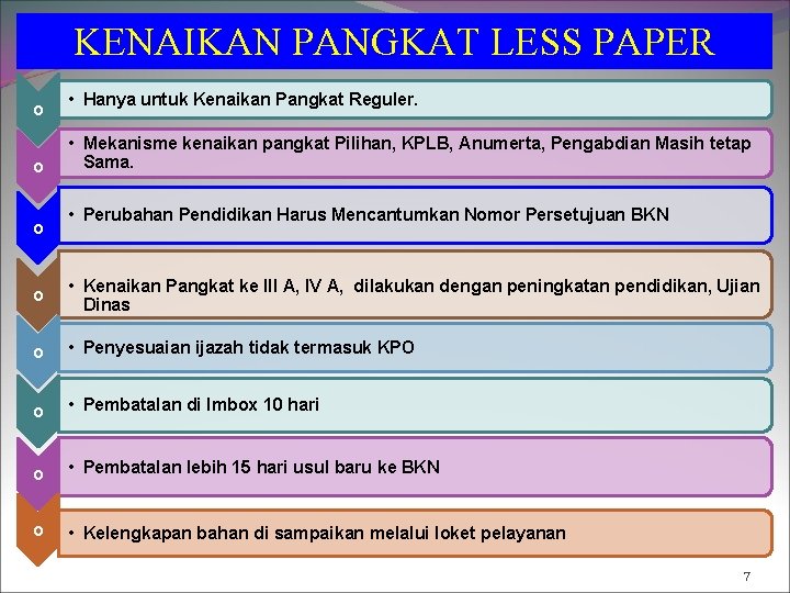 KENAIKAN PANGKAT LESS PAPER o o o • Hanya untuk Kenaikan Pangkat Reguler. •