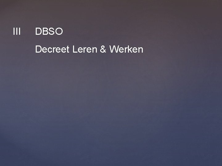 III DBSO Decreet Leren & Werken 