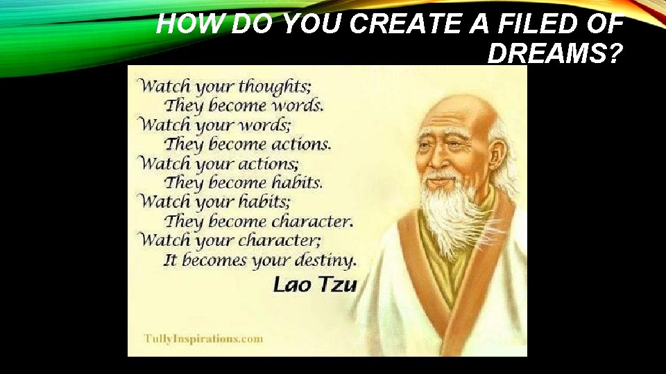 HOW DO YOU CREATE A FILED OF DREAMS? 