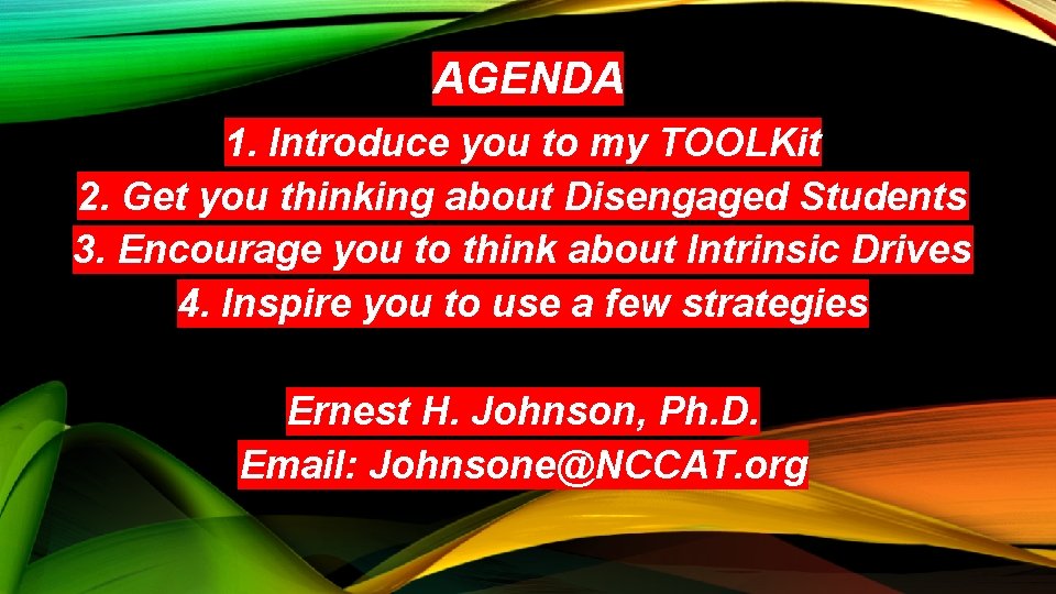 AGENDA 1. Introduce you to my TOOLKit 2. Get you thinking about Disengaged Students