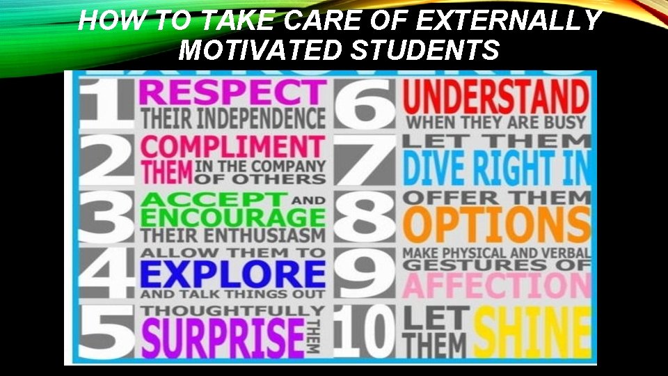 HOW TO TAKE CARE OF EXTERNALLY MOTIVATED STUDENTS 