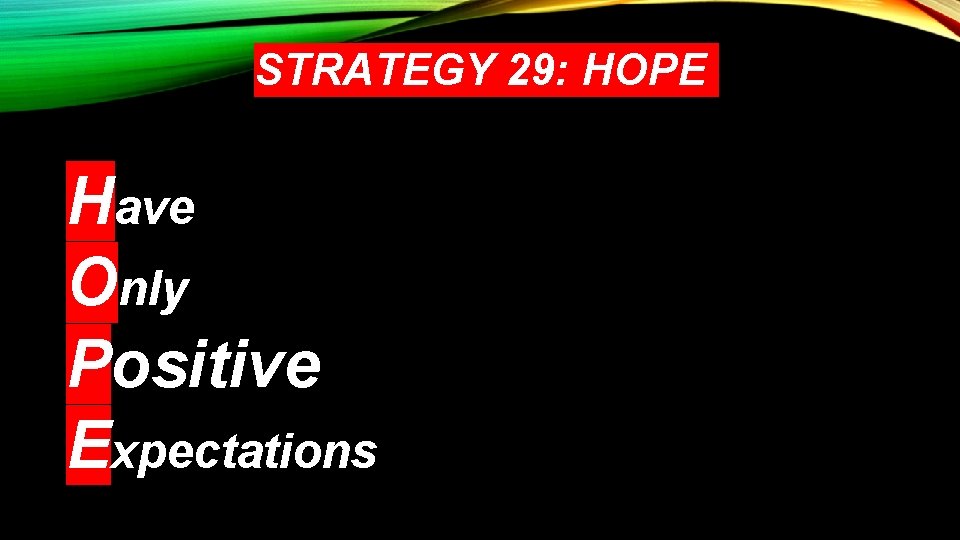 STRATEGY 29: HOPE Have Only Positive Expectations 