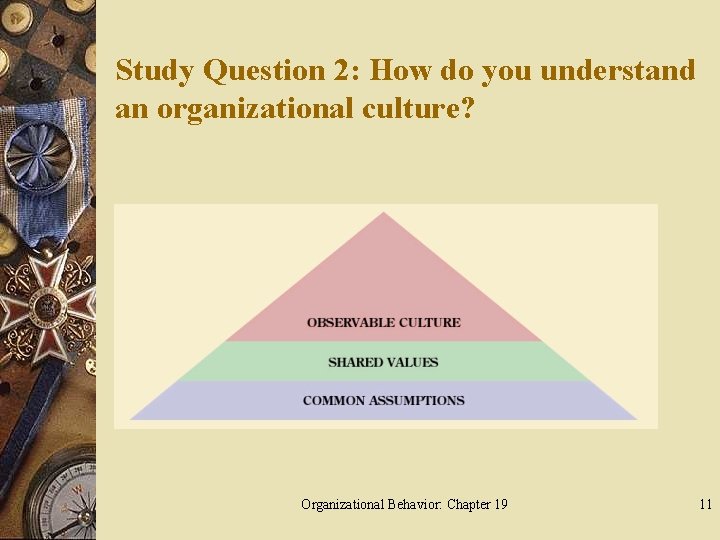 Study Question 2: How do you understand an organizational culture? Organizational Behavior: Chapter 19