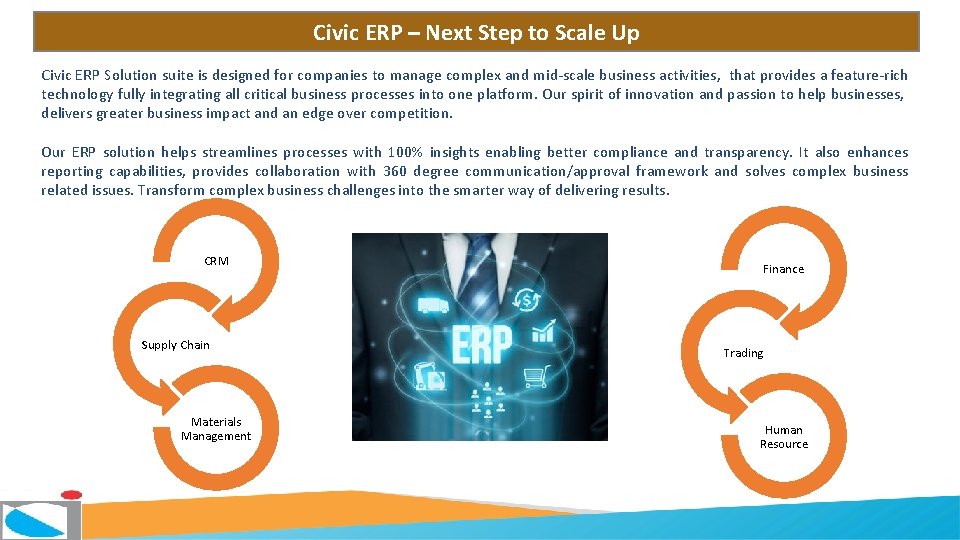 Civic ERP – Next Step to Scale Up Civic ERP Solution suite is designed