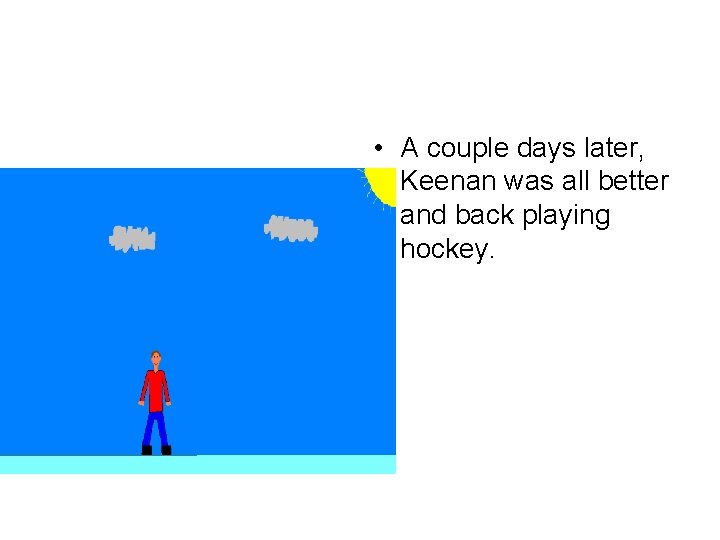  • A couple days later, Keenan was all better and back playing hockey.