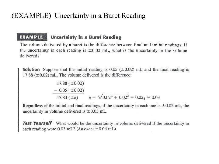 (EXAMPLE) Uncertainty in a Buret Reading 