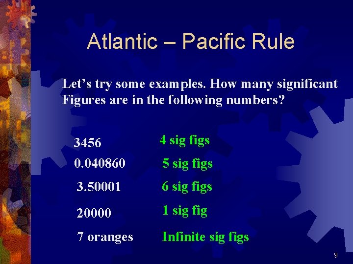 Atlantic – Pacific Rule Let’s try some examples. How many significant Figures are in