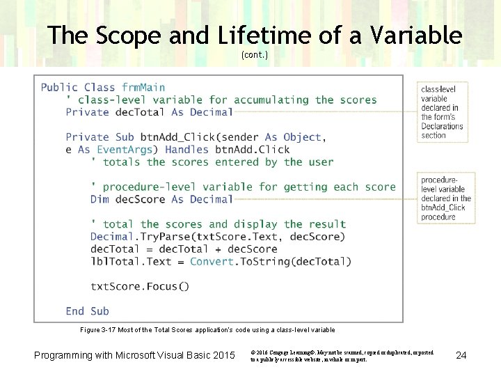 The Scope and Lifetime of a Variable (cont. ) Figure 3 -17 Most of The Scope and Lifetime of a Variable (cont. ) Figure 3 -17 Most of