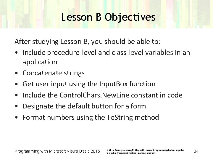 Lesson B Objectives After studying Lesson B, you should be able to: • Include Lesson B Objectives After studying Lesson B, you should be able to: • Include