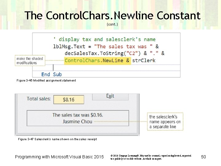 The Control. Chars. Newline Constant (cont. ) Figure 3 -45 Modified assignment statement Figure The Control. Chars. Newline Constant (cont. ) Figure 3 -45 Modified assignment statement Figure