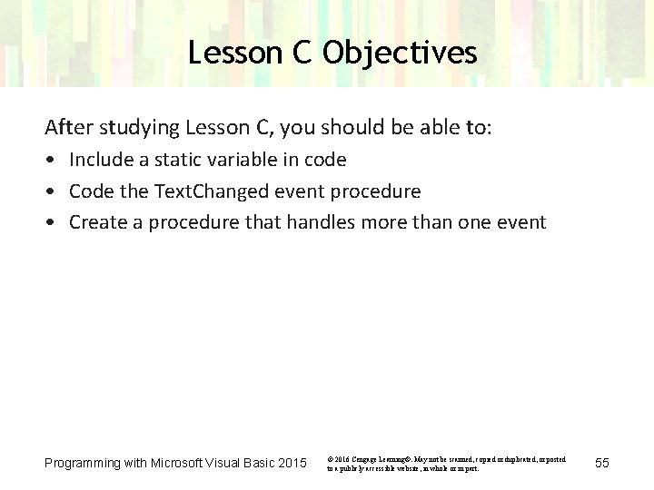 Lesson C Objectives After studying Lesson C, you should be able to: • Include Lesson C Objectives After studying Lesson C, you should be able to: • Include