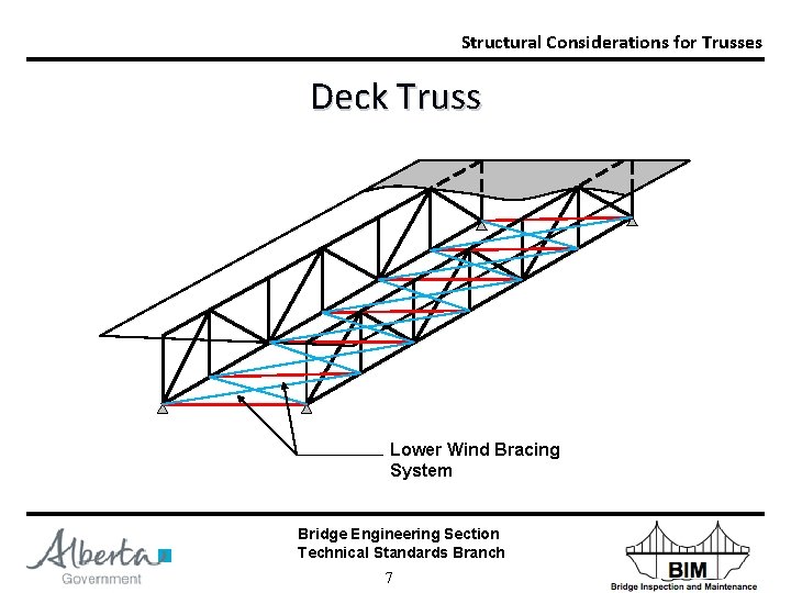 Structural Considerations for Trusses Deck Truss Lower Wind Bracing System Bridge Engineering Section Technical