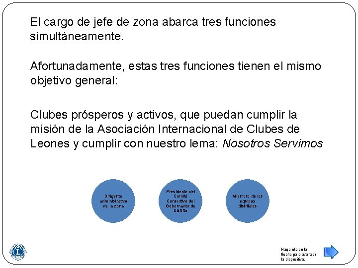 El cargo de jefe de zona abarca tres funciones simultáneamente. Afortunadamente, estas tres funciones