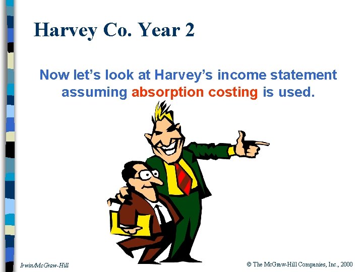 Harvey Co. Year 2 Now let’s look at Harvey’s income statement assuming absorption costing