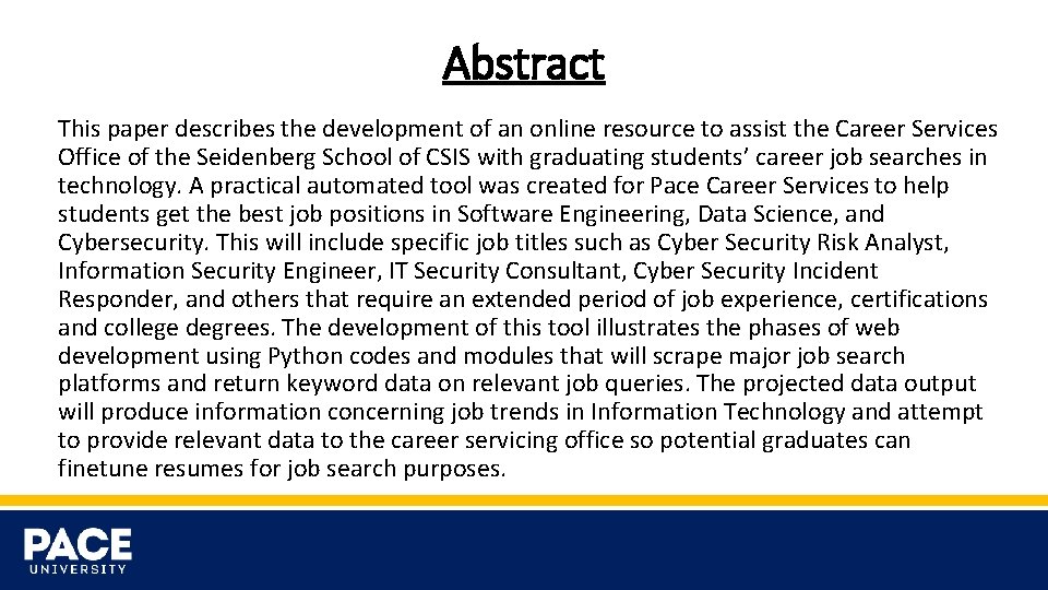 Abstract This paper describes the development of an online resource to assist the Career