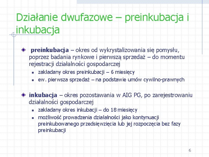 Działanie dwufazowe – preinkubacja i inkubacja preinkubacja – okres od wykrystalizowania się pomysłu, poprzez