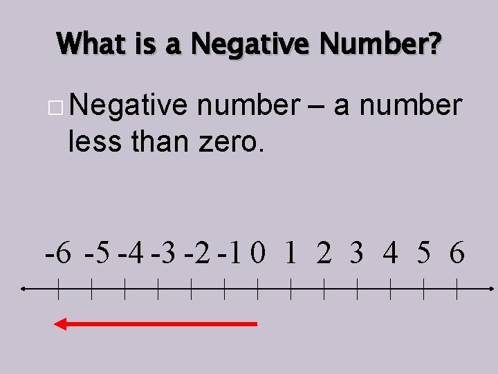 What is a Negative Number? � Negative number – a number less than zero.