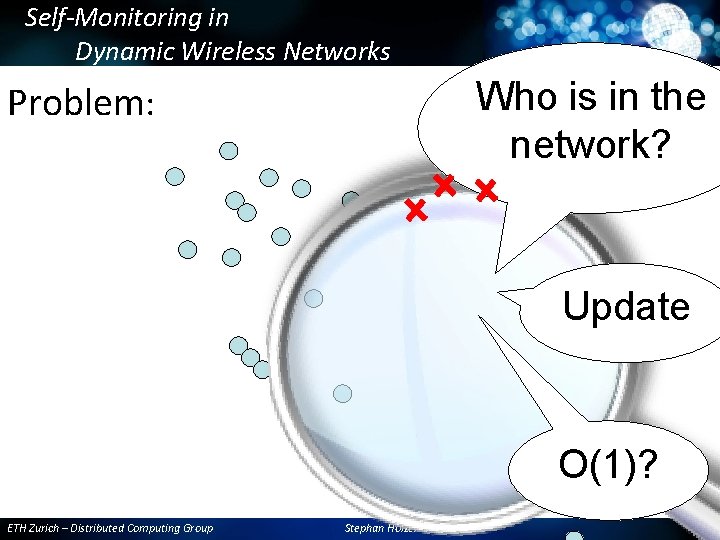Self-Monitoring in Dynamic Wireless Networks Who is in the network? Problem: Update O(1)? ETH