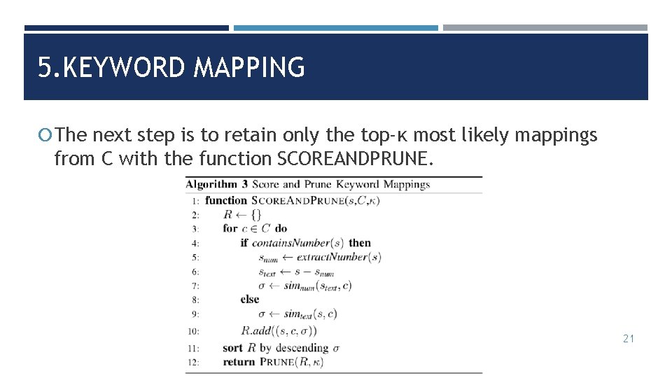 5. KEYWORD MAPPING The next step is to retain only the top-κ most likely