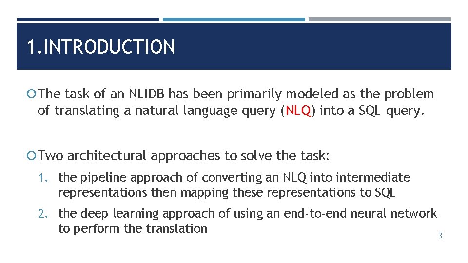 1. INTRODUCTION The task of an NLIDB has been primarily modeled as the problem
