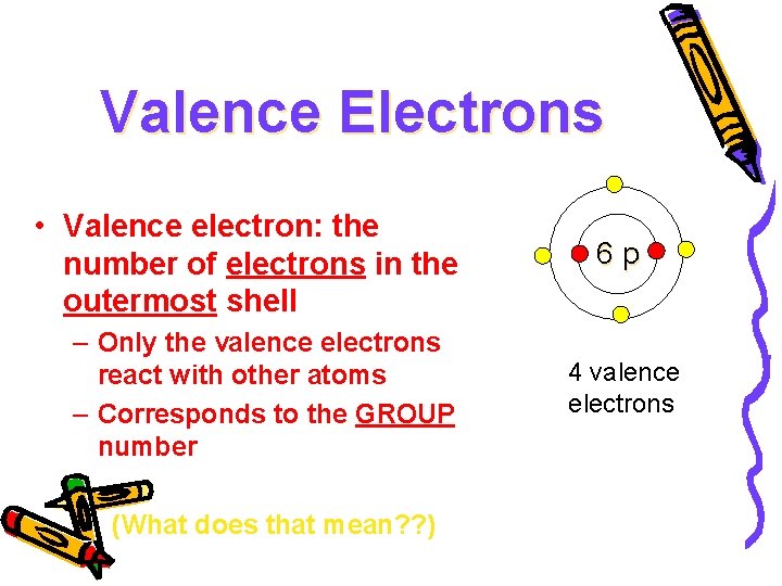 Valence Electrons • Valence electron: the number of electrons in the outermost shell –