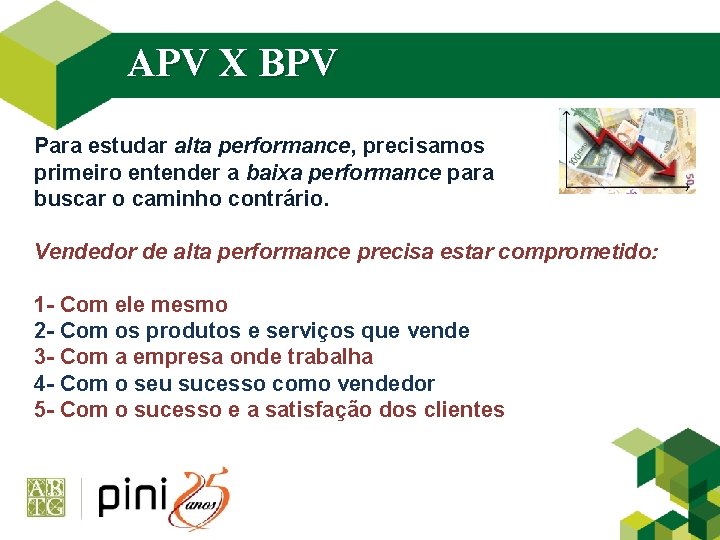 APV X BPV Para estudar alta performance, precisamos primeiro entender a baixa performance para