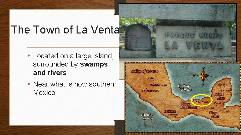 The Town of La Venta • Located on a large island, surrounded by swamps