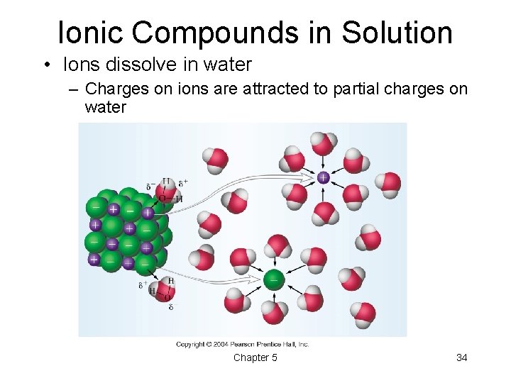 Ionic Compounds in Solution • Ions dissolve in water – Charges on ions are