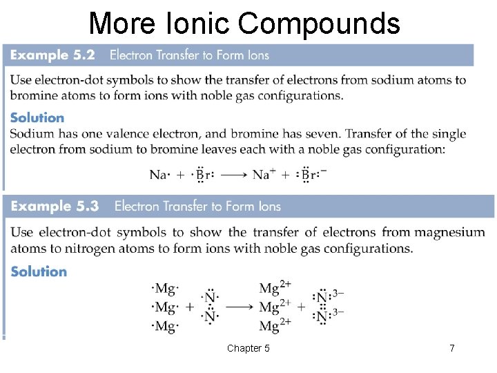 More Ionic Compounds Chapter 5 7 