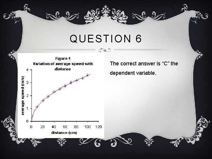 QUESTION 6 The correct answer is “C” the dependent variable. 
