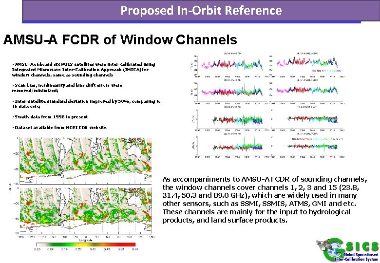 Proposed In-Orbit Reference AMSU-A FCDR of Window Channels • AMSU-A onboard six POES satellites