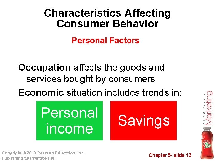 Characteristics Affecting Consumer Behavior Personal Factors Occupation affects the goods and services bought by