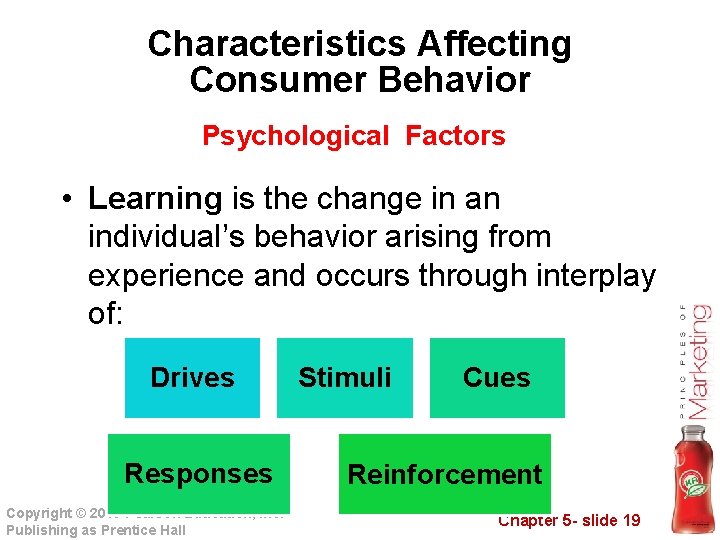 Characteristics Affecting Consumer Behavior Psychological Factors • Learning is the change in an individual’s