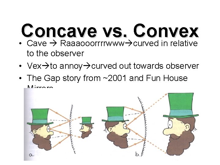 Concave vs. Convex • Cave Raaaooorrrrwww curved in relative to the observer • Vex