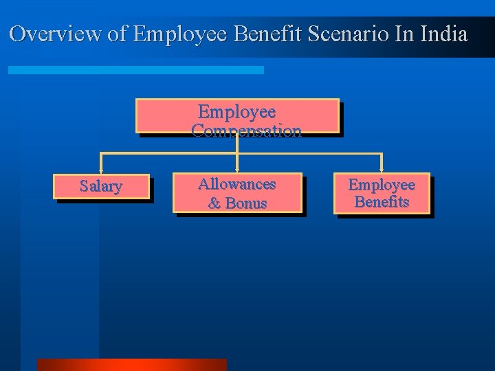 Overview of Employee Benefit Scenario In India Employee Compensation Salary Allowances & Bonus Employee